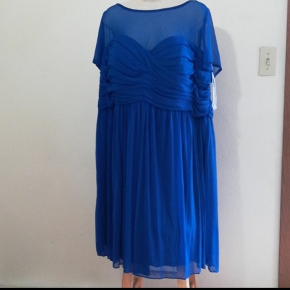 David's Bridal Dresses & Skirts - David's Bridal Ruched Dress w/ Sheer Detail